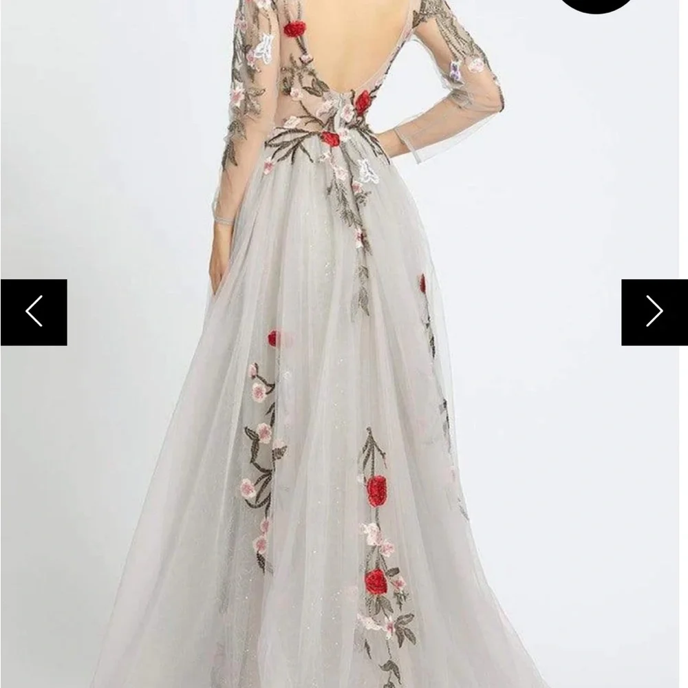 Mac Duggal Couture - 20125D Floral Embroidered Dress With Overskirt - Picture 4 of 8